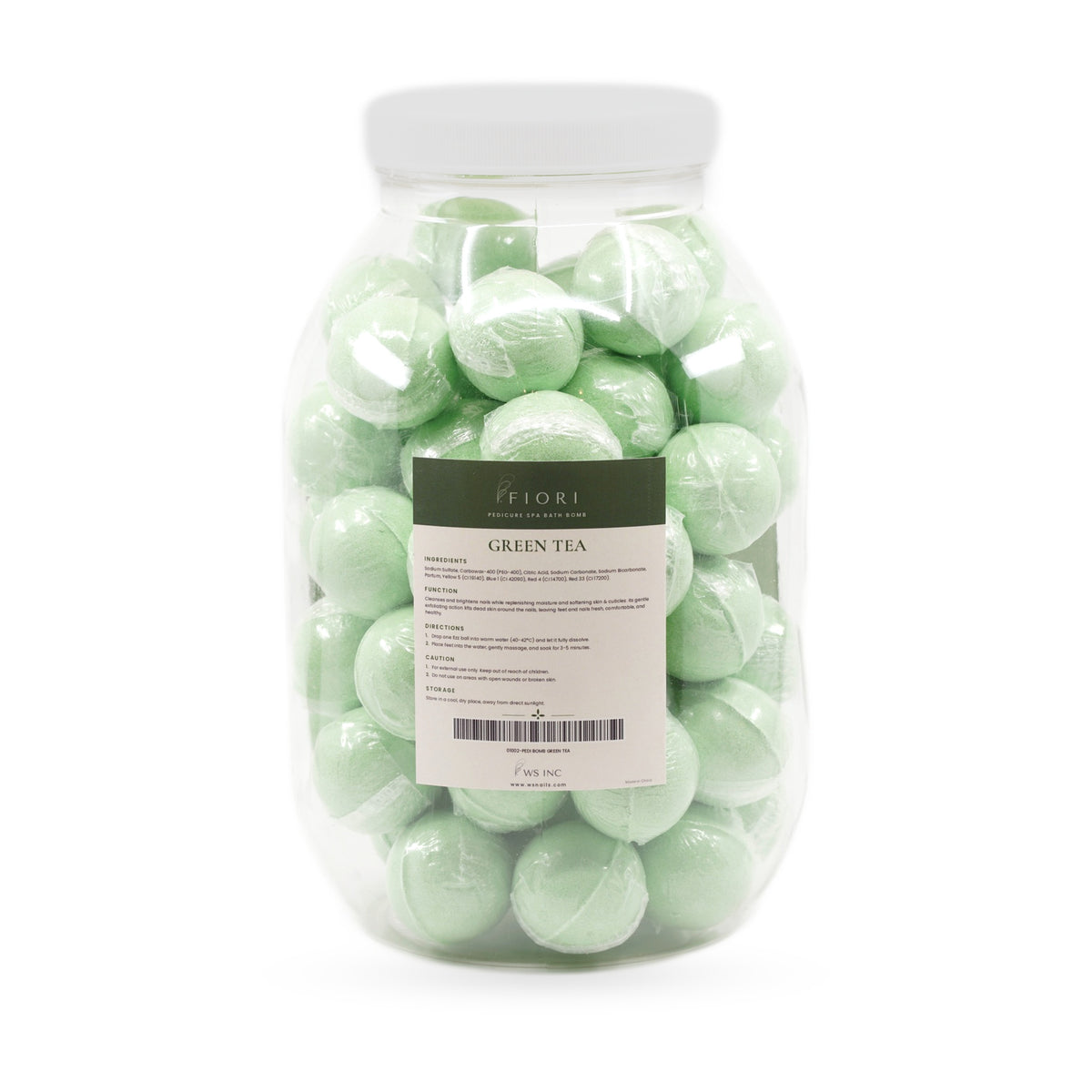 Fiori Pedicure Bath Bomb Green Tea, back label with ingredients