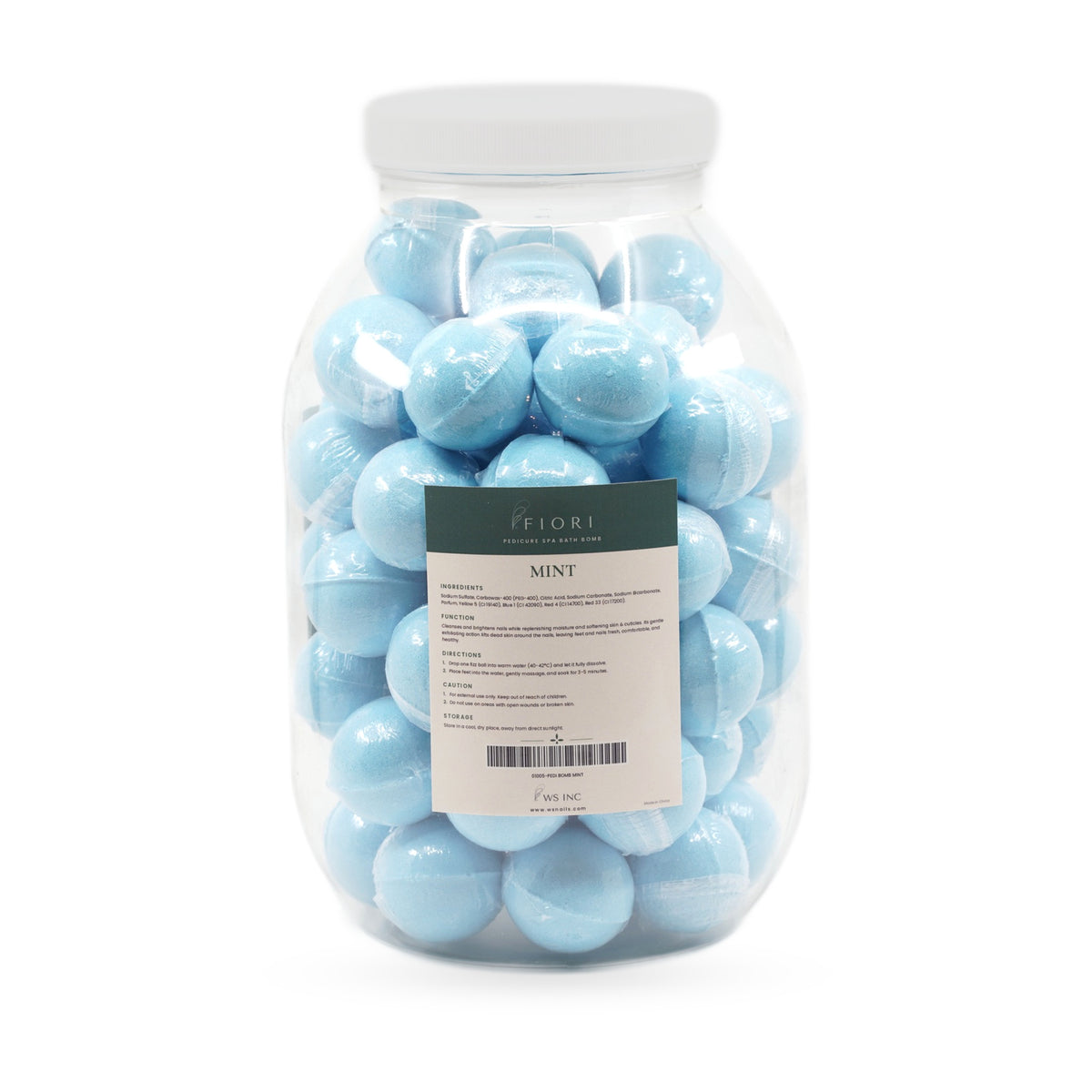 Fiori Pedicure Bath Bomb Mint, back label with ingredients