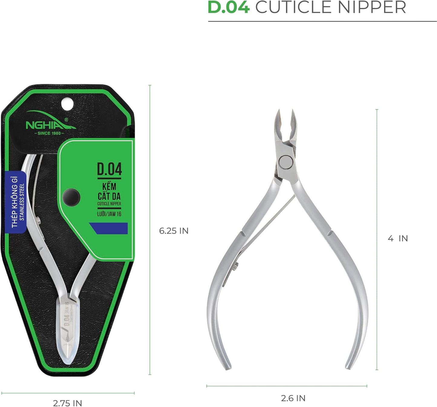 Cuticle Nipper - D - 04 (Stainless Steel) - W.S. Industries, Inc.