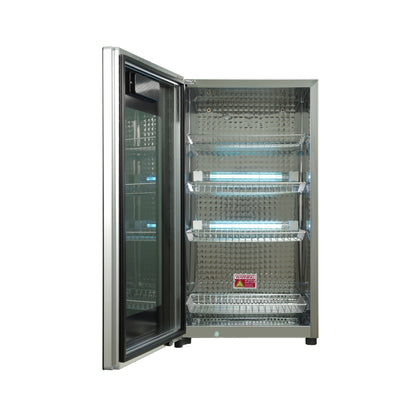 Fiori ST-80L V2 Sterilizer with door open showing four shelves